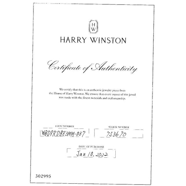 Platinum 950 Harry Winston Natural Single Diamond Band Ring, Size 3.5 For Sale - Image 12 of 12