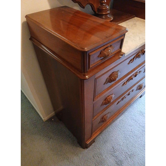 Late 19th Century Antique Victorian Marble Top Dresser With Mirror For Sale - Image 5 of 10