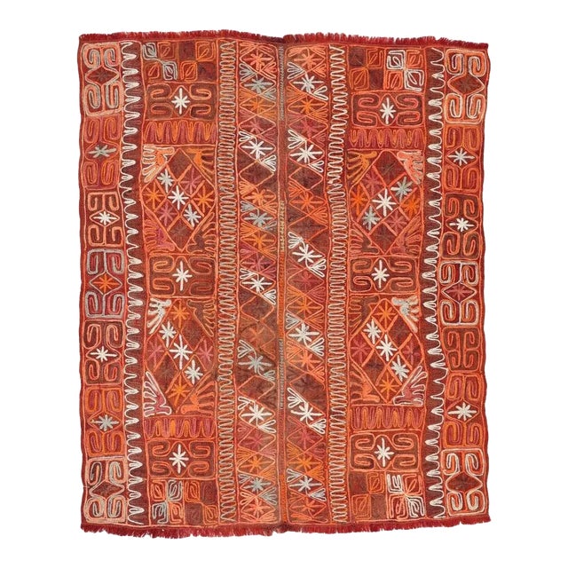 Mid 20th Century Vintage Embroidered Arabi Kilim Rug For Sale