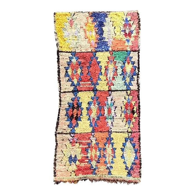 Tribal Traditional Moroccan Berber Boucherouite Rug For Sale