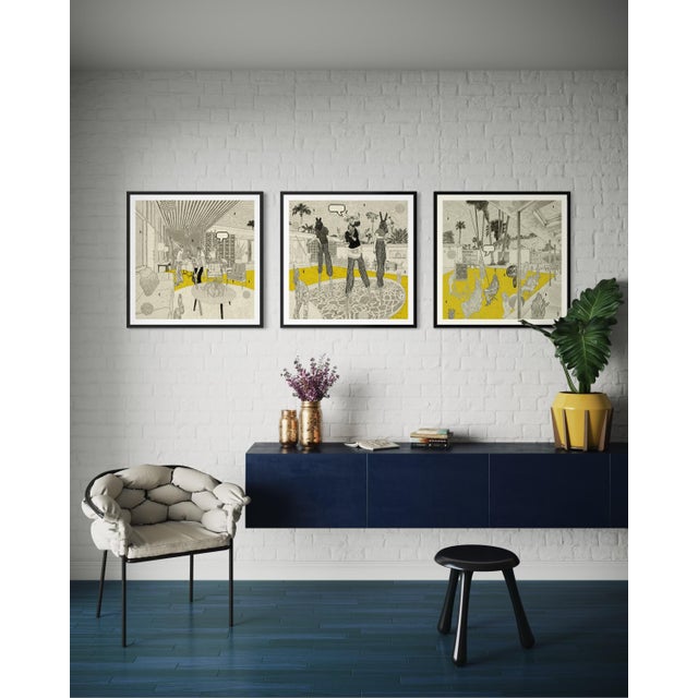 Pool Party (Left Panel) by Steve Moors, 31"x31" Framed For Sale - Image 11 of 11