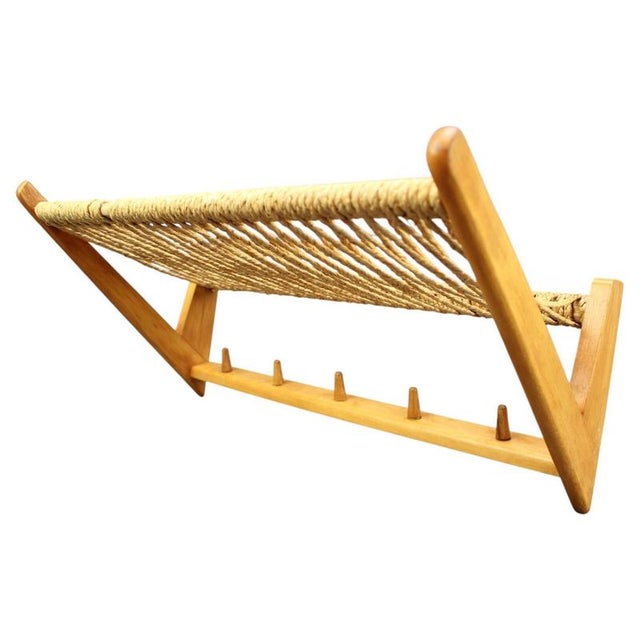 Mid-Century Wall Coat Rack and Shelf in Woven Rope, Czechoslovakia, 1950s For Sale - Image 12 of 12