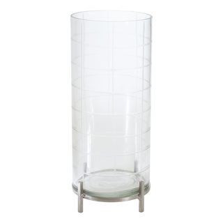 Patterned Glass Candle Holder with Metal Stand For Sale
