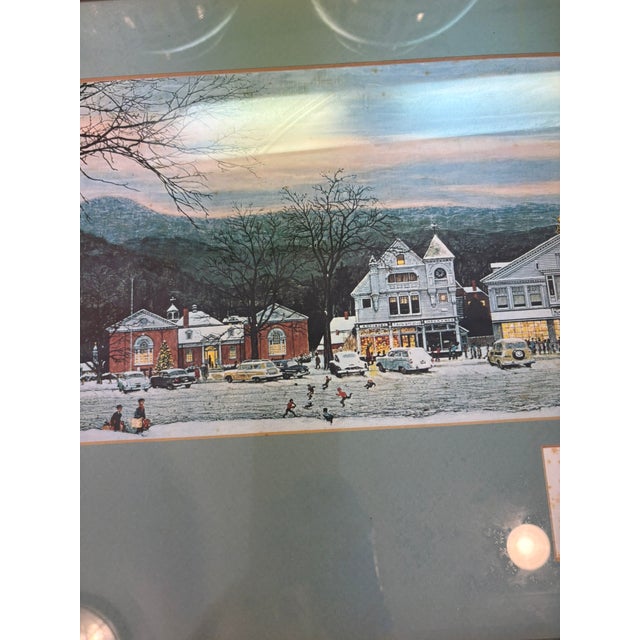 Vintage Norman Rockwell Stockbridge Main Street at Christmas Framed Offset Lithograph Print Reproduction For Sale In Miami - Image 6 of 13