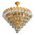1960s Luxury Mid-Century Style Natural High-Gleam Solid Brass & Ice-Blue Turquoise Crystal 6-Light Flush Mount Chandelier For Sale