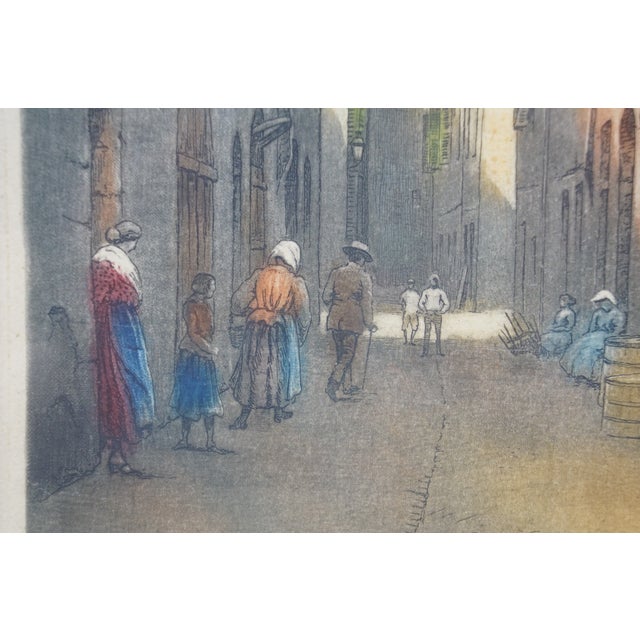 Early 20th Century Victor Valery Signed Rue De La Vieille Ville Nice France Etching 15" For Sale - Image 9 of 10