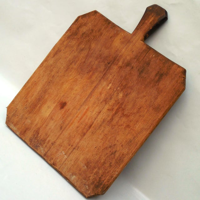 Late 19th Century 19th Century Large Antique Rustic Primitive Hardwood Bread Board / Chopping Block - Kitchen Cuttign Board For Sale - Image 5 of 11