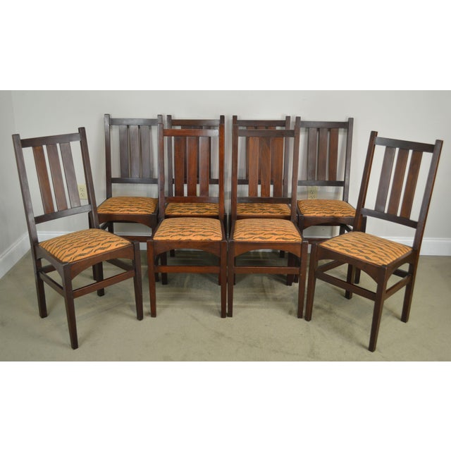 Gustav Stickley Harvey Ellis Antique Mahogany Set 8 Dining ...
