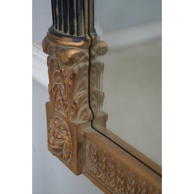 Black Regency Style Black & Gold Mirror W. Lion Heads For Sale - Image 8 of 9