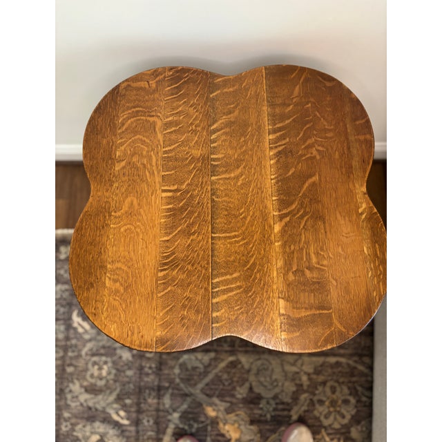 Wood Antique Quarter-Sawn White Oak Accent Table With Lower Shelf For Sale - Image 7 of 7