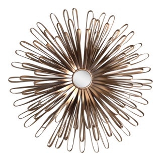 Gold Tone Metal Flower Mirror For Sale