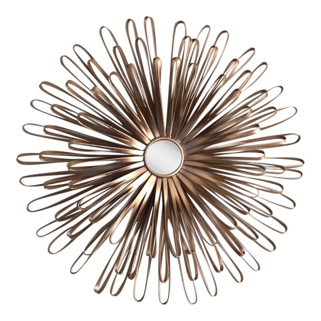 Gold Tone Metal Flower Mirror For Sale