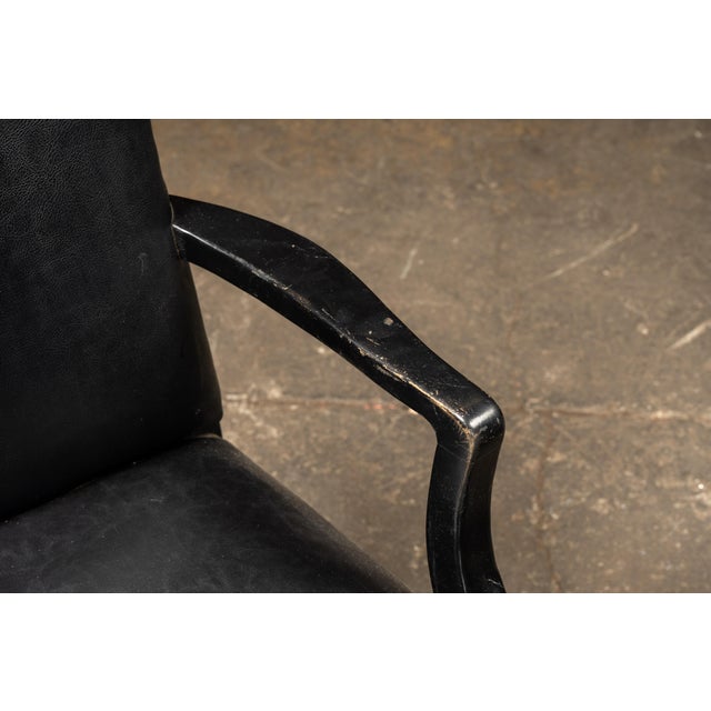 Black Pair of Black Leather Revival Armchairs With Nailhead Trim For Sale - Image 8 of 12