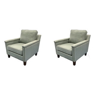 Uttermost Light Teal Club Chairs - Pair. For Sale