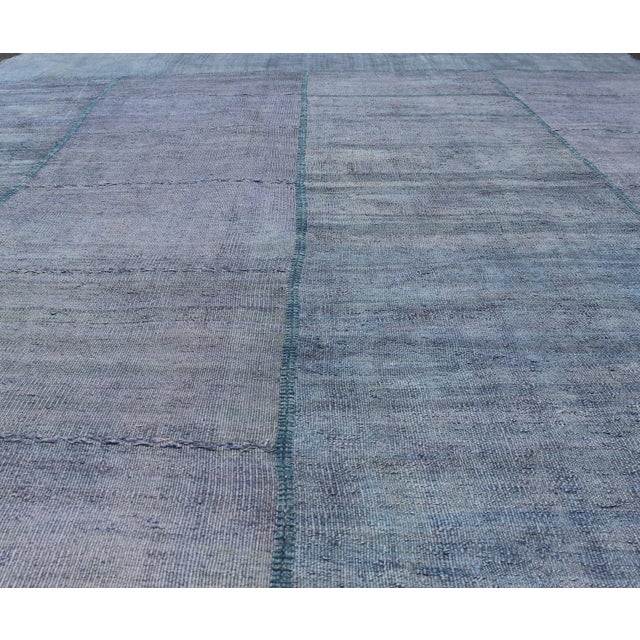Shabby Chic Vintage Turkish Paneled Kilim Rug With Serene Blue and Lavender Tones For Sale - Image 3 of 9