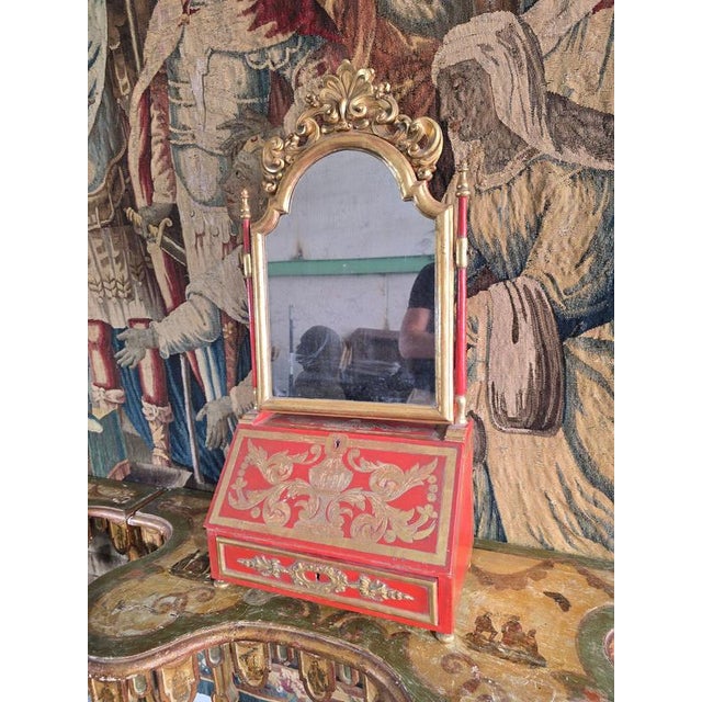 18th Century European Red Lacquer Dressing Table with Mirror, 1780 For Sale - Image 3 of 15