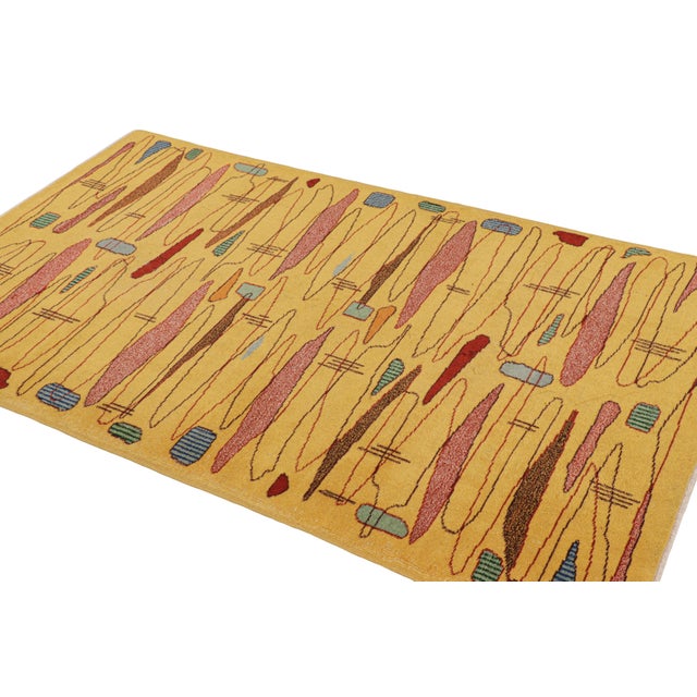 Rug & Kilim Vintage Zeki Müren Rug in Gold With Geometric Patterns, From Rug & Kilim For Sale - Image 4 of 7