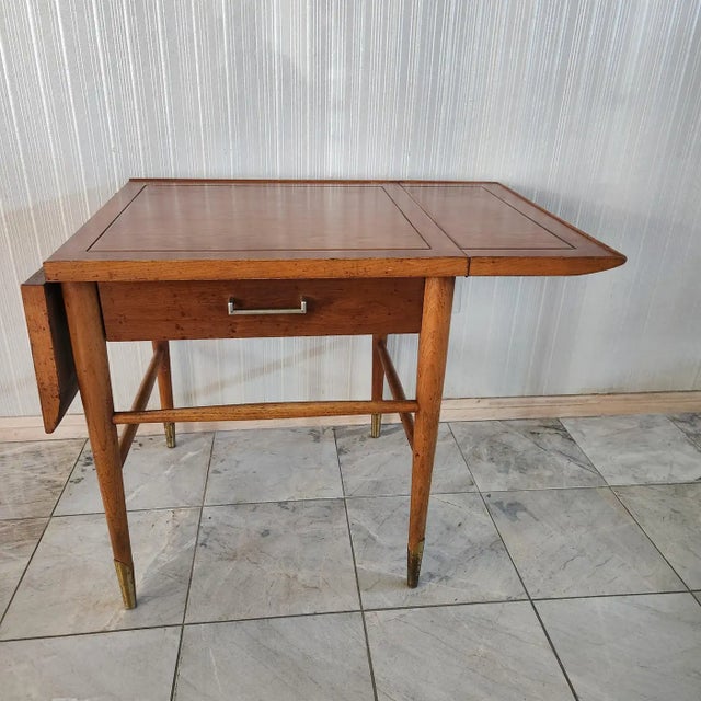1950s 1950s Drop Leaf Walnut Side Table Copenhagen Lane Altavista For Sale - Image 5 of 16