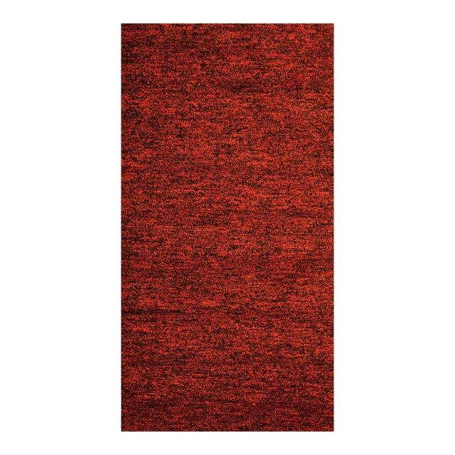 1930s Red Abstract Antique American Shaker Pile Rug 3'1" X 5'10" Handknotted Wool Carpet For Sale