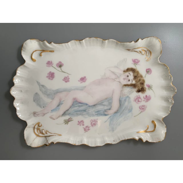 Antique 1900s Art Nouveau Belle Epoque Limoges Porcelain Jean Pouyat Hand Painted Cake Dish Plate For Sale - Image 13 of 13