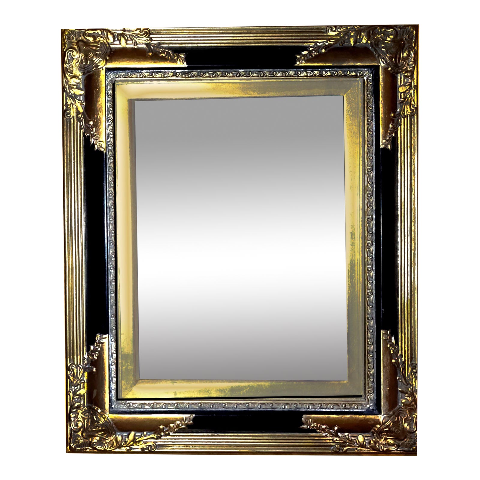 Black and Gold Ornate Baroque Style Beveled Wall Mirror Chairish