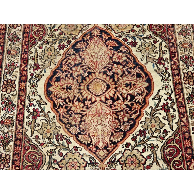 Textile Antique Persian Kerman Lavar Area Rug, Floral Design, Wool, 1880s For Sale - Image 7 of 12