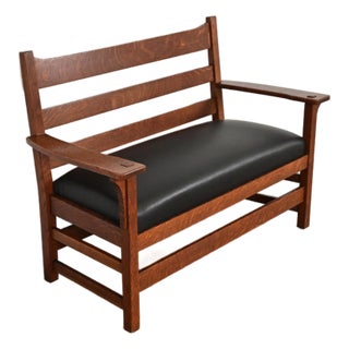 L. & J. G. Stickley Antique Mission Oak Arts & Crafts Bench or Settee, Circa 1910 For Sale