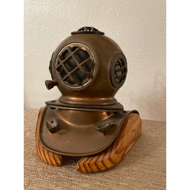 Figurative 1960s Brass Diving Helmet Sculpture For Sale - Image 3 of 9