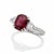 Red Gia Certified No Heat Cushion Ruby Half Moon Diamond Platinum Cocktail Ring, Size 6.5 For Sale - Image 8 of 9