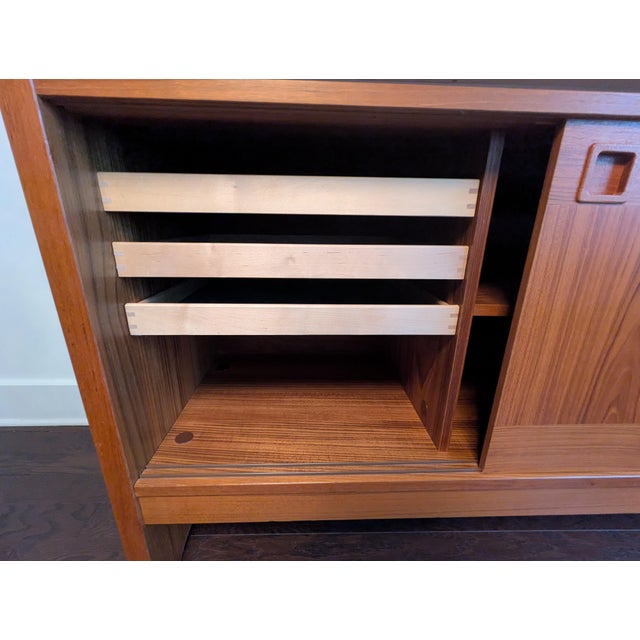Brown Mid-Century Danish Modern Teak Sideboard & Hutch by Clausen & Son, Attributed For Sale - Image 8 of 18