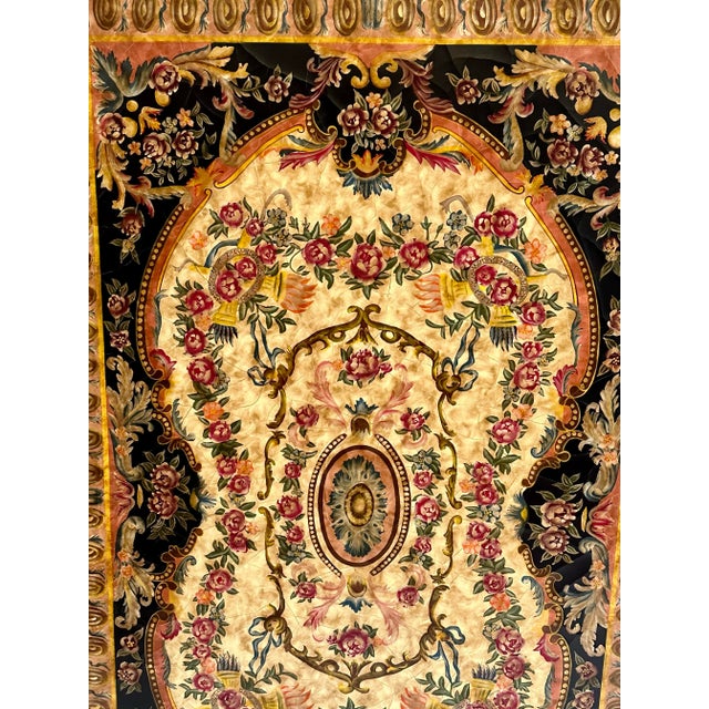 Wood Maitland-Smith Hand-Painted Faux Tapestry Wood Wall Panel For Sale - Image 7 of 10