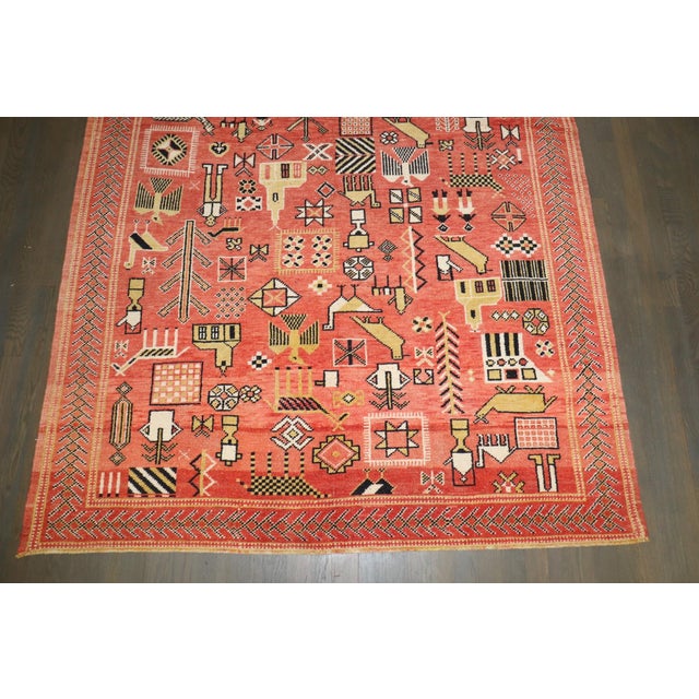 Red Pictorial Moroccan Rug no. j5195 For Sale - Image 8 of 11