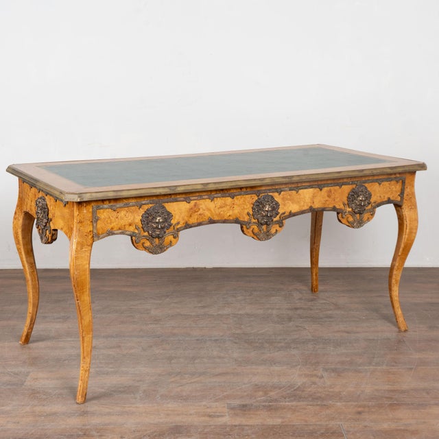Early 20th Century Louis XV Style Burlwood Writing Desk With Leather Top For Sale - Image 18 of 18