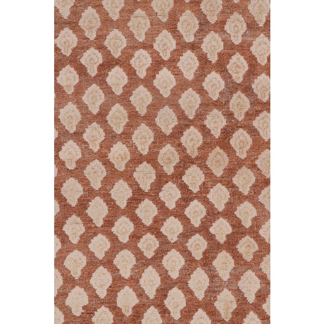 Rug & Kilim’s Modern Block Print Rug in Pink with Cream Floral Pattern - 5x8 For Sale In New York - Image 6 of 7
