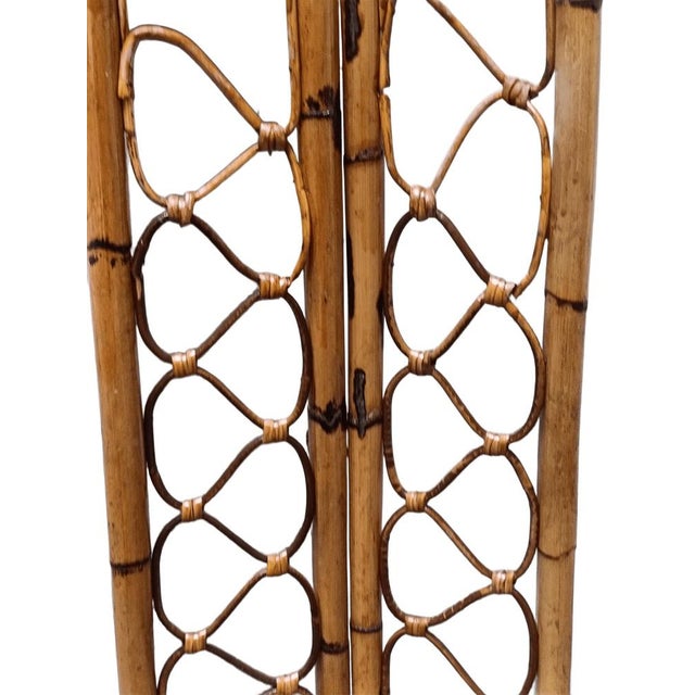 Low Chair with Curved Bamboo Double High Backrest, Italy, 1960s For Sale - Image 6 of 8