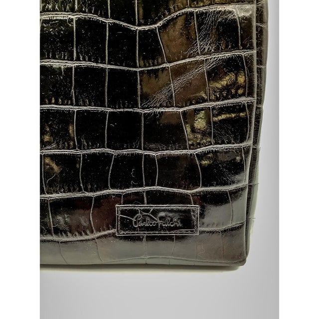 Black 1980’s Genuine Carlos Falchi Shoulder Bag Tablet Holder For Sale - Image 8 of 9