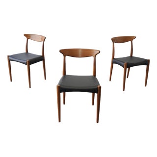 1950s 1, 2 or 3 Danish Modern Teak Dining Chairs by Arne Hovmand-Olsen for Mogens Kold — Restored For Sale