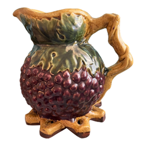 Vintage Majolica Style Grape Pitcher
