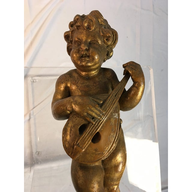 Gold 1950s Vintage Metallic Cherub Wall Hanging For Sale - Image 8 of 9