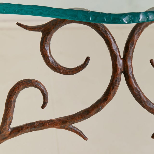 French Bronze + Chiseled Glass Console Table with Pinecone Detail, 1970s For Sale - Image 9 of 10