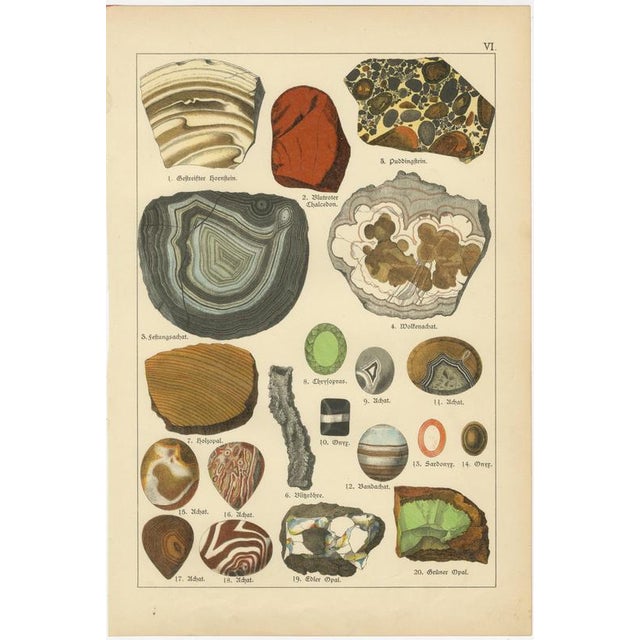 Dr. Gustav Adolph Kenngott, Mineralogy Quartz, Agate & Tourmaline, 1888, Chromolithographs, Set of 3 For Sale - Image 4 of 13