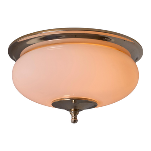 1970s Nickel and Opaline Glass Wall or Ceiling Lamp Attributed to Luigi Caccia Dominioni for Azucena