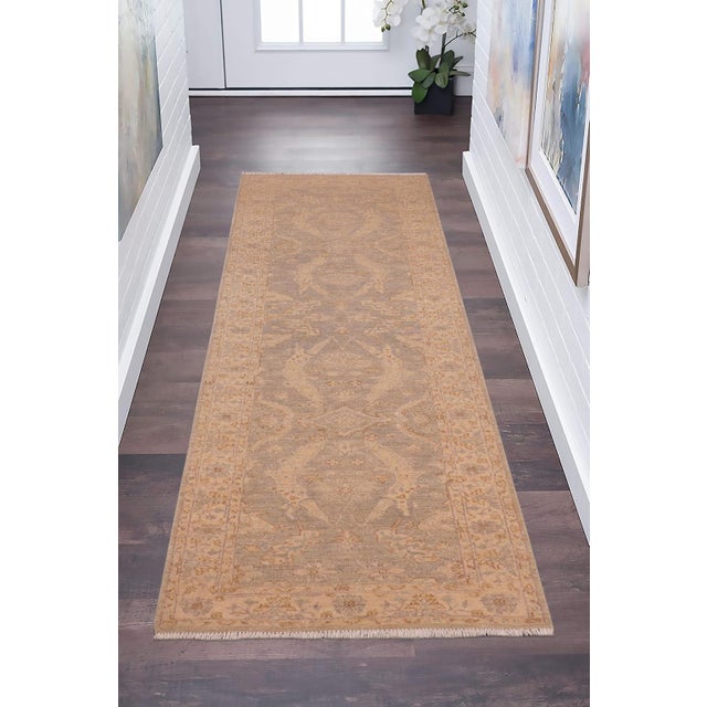 Beige Chic Ziegler Grey Beige Hand-Knotted Wool Runner - 2'7'' X 9'4'' For Sale - Image 8 of 8