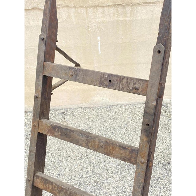 Antique Industrial Vintage Oak Wood and Steel Metal Factory Hand Truck For Sale - Image 9 of 12