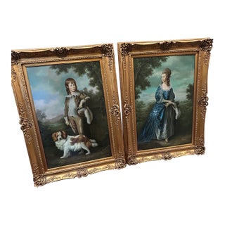 20th Century Oil Paintings Young Boy With Spaniel and Duchess of York - a Pair For Sale
