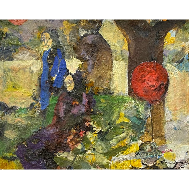 Vintage Oil Painting "The Red Balloon" by Sanders c.1972 Original oil on panel This is a double sided painting The current...