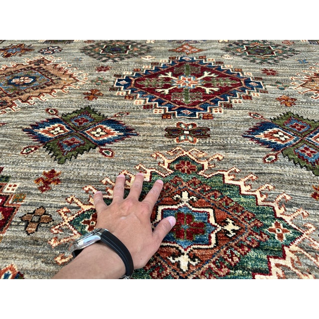 Hand-Knotted Afghan Kazak Wool Area Rug - 8'2" X 10' For Sale - Image 11 of 14