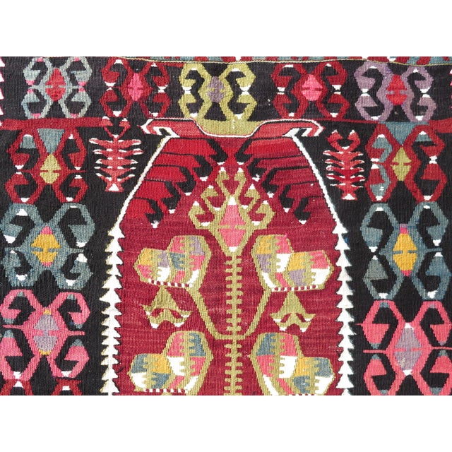 Mid 20th Century Small Floral Style Boho Turkish Handmade Kilim Area Rug For Sale - Image 9 of 11