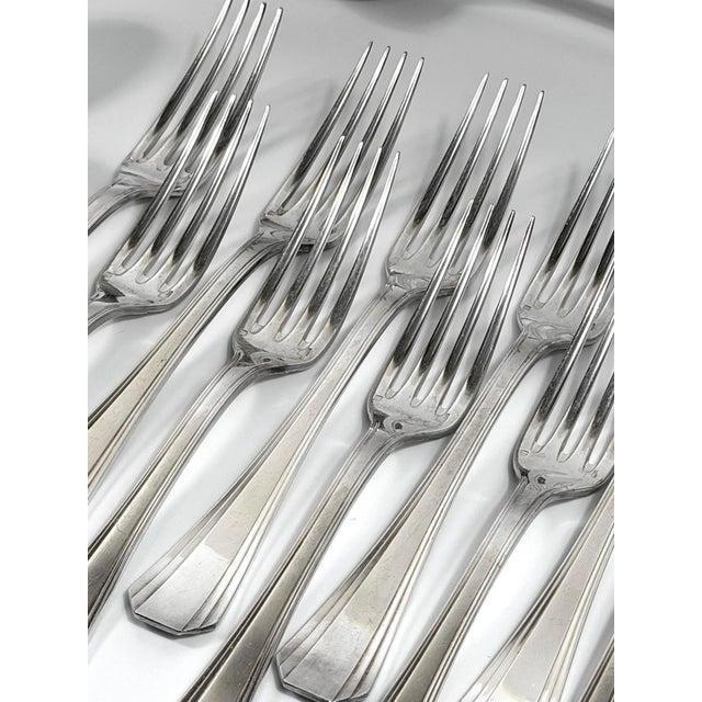 Art Deco Silver-Plated Boréal Flatware Set for 12 by Luc Lanel for Christofle, 1950s, Set of 37 For Sale - Image 6 of 10
