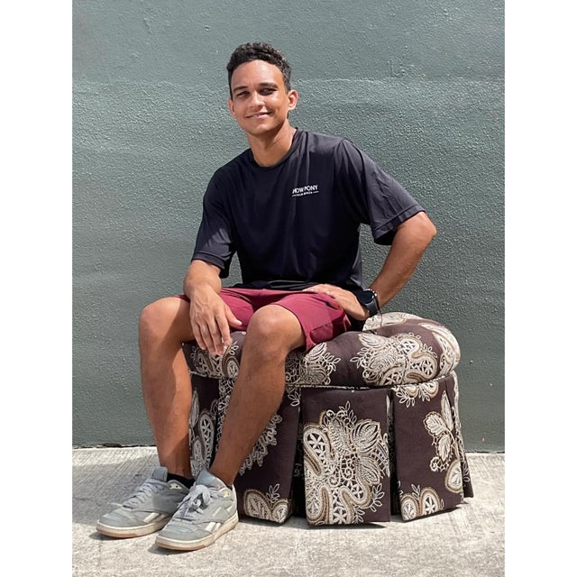 Vintage Paisley Tufted Ottoman For Sale - Image 11 of 12